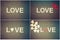 Vintage Chalkboards with red hearts and word LOVE