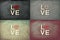 Vintage Chalkboards with red hearts and word LOVE