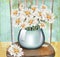 Vintage chamomile bouquet Vector. Spring floral decor on old grunge backgrounds