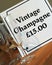 Vintage champagne sign and glasses