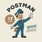 Vintage Character Mascot of Mailman Logo