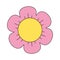 Vintage charm groovy chamomile design. Hippie style daisy. Positive and upbeat vibe hippy flower head. Retro cartoon