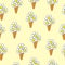 Vintage Charm: Hand-Drawn Vector of Cute and Fresh Cone Waffle with Beautiful Flower - Ideal for Wallpaper and Wrapping Paper