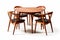 Vintage Charm meets Scandinavian Simplicity: Retro Dining Set with Teak Wood Table and Curved Back Chairs