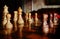 Vintage Chess Pieces Closeup Wooden Piece Leisure Game