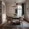 A vintage chic dining room with distressed furniture and crystal chandelier3