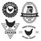 Vintage Chicken emblems, labels. Chicken logos with grunge texture. Vector illustration