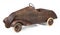 Vintage childs toy pedal car on white background