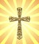 Vintage Christian Cross and sun rays