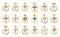 Vintage Christian crosses vector logos or emblems, heraldic design elements big set, classic style heraldry religion symbols,