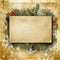 Vintage Christmas background with old postcard, branches and holly