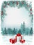 Vintage Christmas or New Year greeting card. Vector