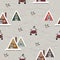 Vintage Christmas seamless texture from New Collection. Cozy triangle houses Scandinavian style.