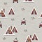 Vintage Christmas seamless texture from New Collection. Cozy triangle houses Scandinavian style.