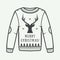 Vintage Christmas sweater with deer, trees and stars