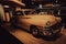 Vintage Chrysler Windsor luxury car parked in a showroom in Brussels, Belgium.