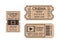 Vintage Cinema Tickets With Film Reel, Brown Paper. Pass Coupon Template With Separation Line To Movie Theater