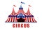 Vintage circus tent with flags and stars