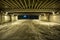 Vintage city bridge street tunnel at night.