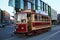 Vintage city tour streetcar, tram, tramcar, tramway, trolley, light rail in Christchurch, New Zealand