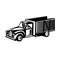 Vintage Classic American Pickup Truck with Wood Side Rails Retro Woodcut Black and White