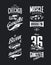 Vintage classic gangster, muscle car vector tee-shirt logo isolated set