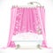 Vintage claw-foot bathtub and a pink curtain on the hoop