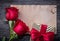 Vintage clean paper red natural roses giftbox on