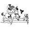 Vintage Clipart 119 Cartoon Rodeo Woman on Bucking Bronco