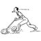 Vintage Clipart 169 Cartoon Man Mowing Lawn