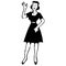 Vintage Clipart 195 Woman in Dress Waving