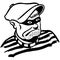 Vintage Clipart 226 Burglar Robber Face with Jail Shirt and Beret