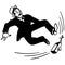Vintage Clipart 279 Man Tripping Over Tiny Wagon and Falling