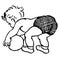 Vintage Clipart 49 Baby in Short Picking Up Ball