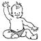 Vintage Clipart 50 Baby in Diaper Waving