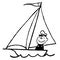 Vintage Clipart 89 Cartoon Sailor Sail Boat Captain