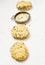 vintage clock gluten freee salt cookies with sesame, sunflower and flax seeds on white background