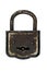 Vintage closed padlock over white