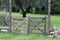 Vintage closing wooden gate on a farm in the village