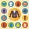 Vintage clothes Icons Flat style. Vector illustration
