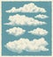 Vintage cloud set - vector illustration