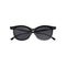 Vintage clubmaster sunglasses black lenses and half frame. Fashion unisex spectacles. Flat vector element for poster or