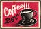 Vintage coffee shop promotional sign