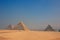 Vintage color images of Giza pyramids in Egypt