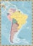 Vintage color South America Political Map