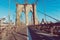 Vintage Color View of Brooklyn Bridge with Detail of Girders and