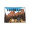 Vintage Colorado camp badge with tourist attractions. Retro style US state patch concept, print for t-shirt and other