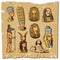 Vintage Colored Ancient Egyptian Elements Collection