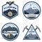 Vintage Colored Mountain Climbing Emblems Set