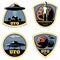 Vintage Colored UFO Emblems Set